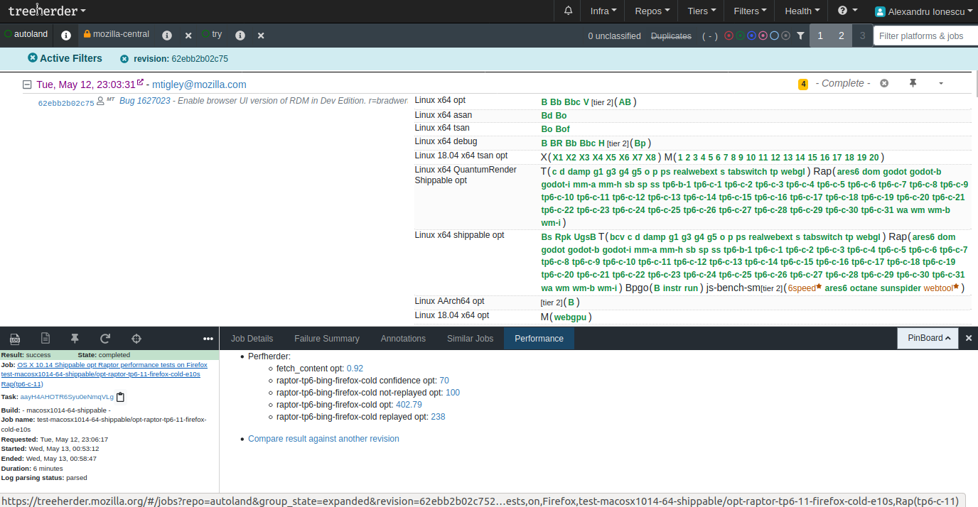 Treeherder jobs screen