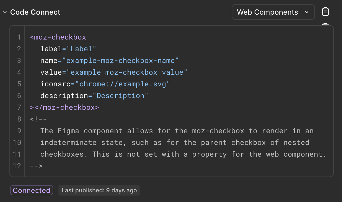 Figma user interface showing the snippet with additional comments