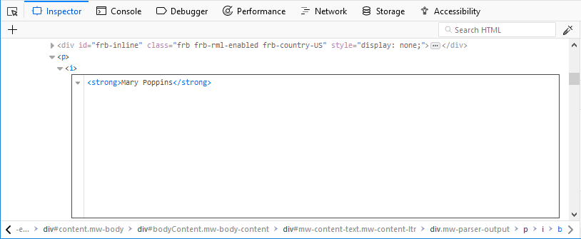 Edit HTML directly in the Inspector panel