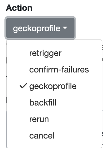 Selecting geckoprofile-custom action